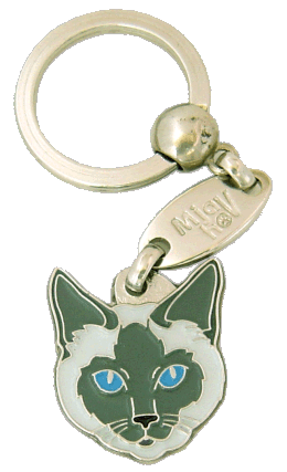 Siamese cat traditional blue <br> (keyring, engraving included)